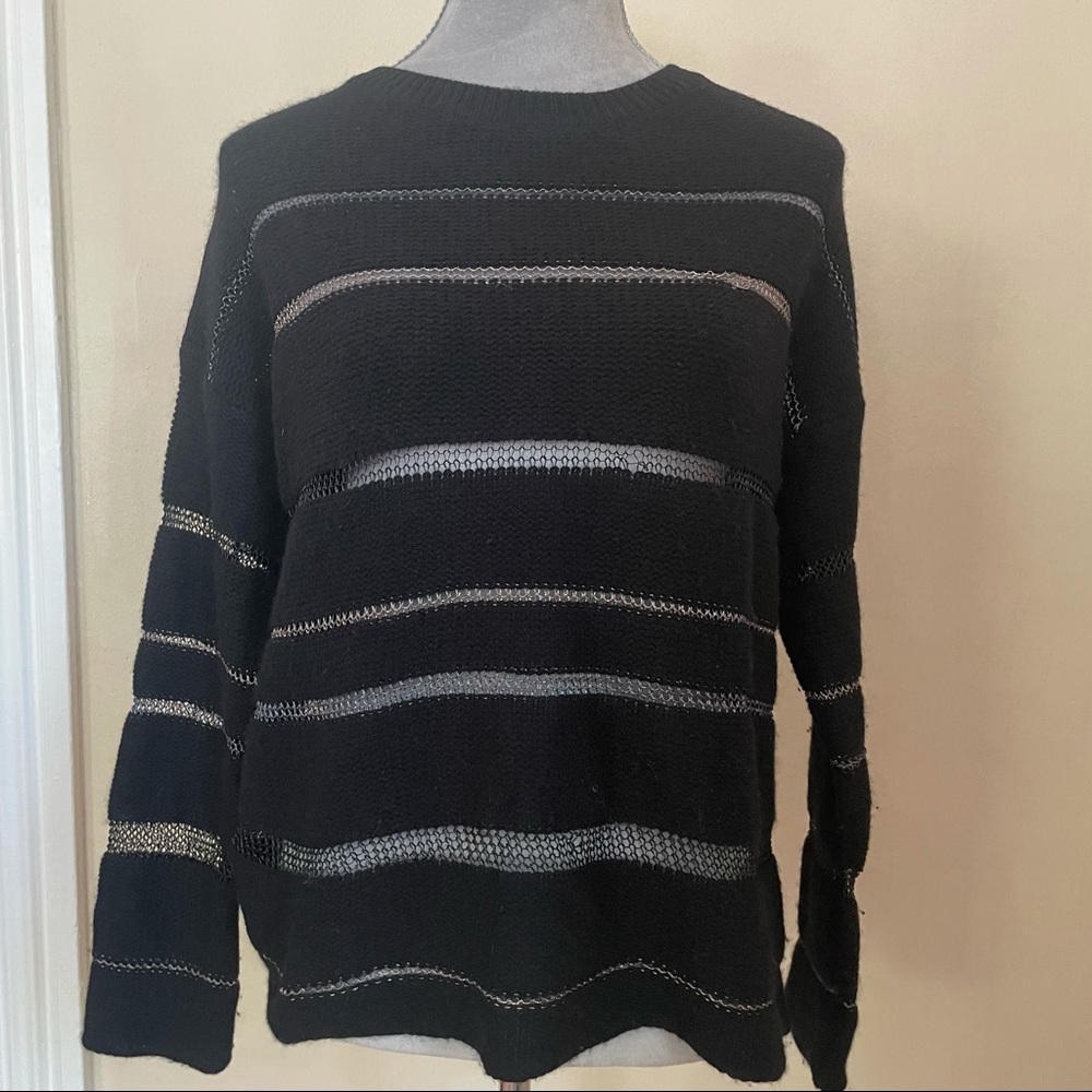 Rails Black Chain Striped Detail Sweater